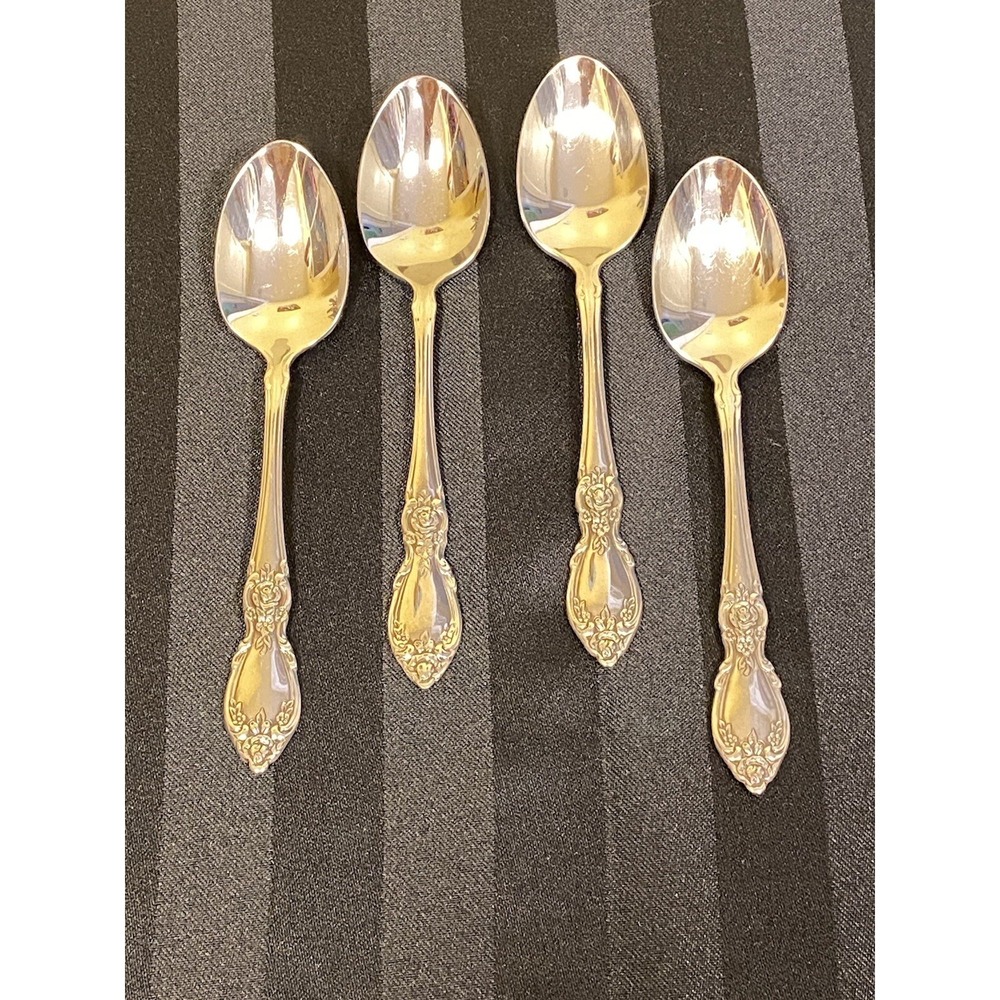 Oneida Community 18/8 stainless Plantation lot of 4 Dessert‎ Spoons